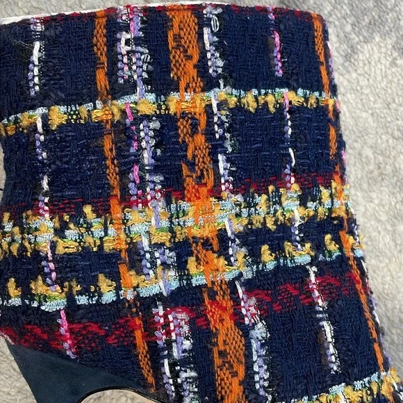 New L'Agence Multi Tweed Mariette 95mm Booties Ankle Boots Stiletto Heel Sz 6